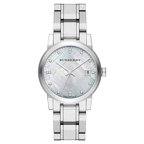 burberry small check stamped bracelet watch|Burberry Ladies Watch 34mm Check Stamped Silver BU9125.